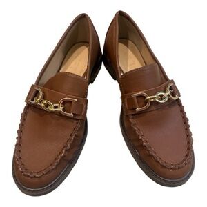LOFT Brown Leather Horse Bit Loafers - Size 6 1/2